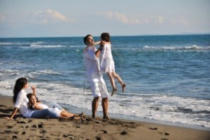 Family on the beach in Guanacaste