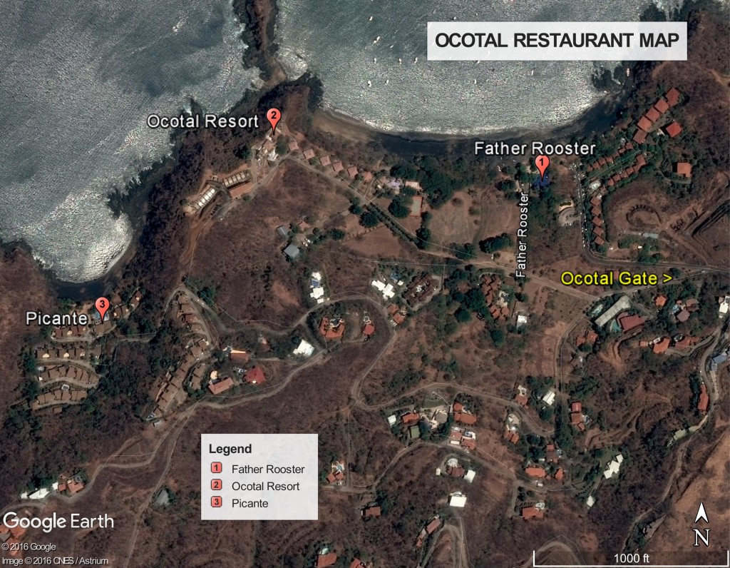 Map of restaurants in Ocotal near Papagayo