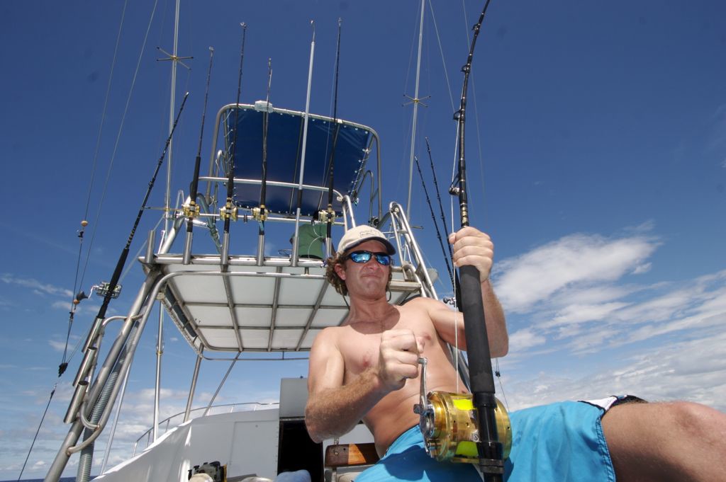 Angler reeling in a fish in Costa Rica